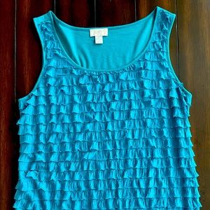 LOFT Women’s Turquoise Ruffle Tank - Large